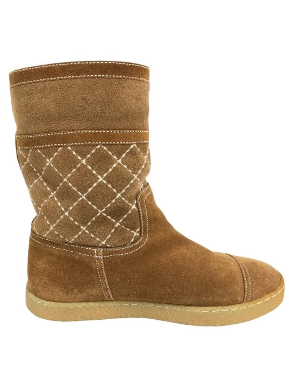 Chanel Boots CC Logo Shearling Brown